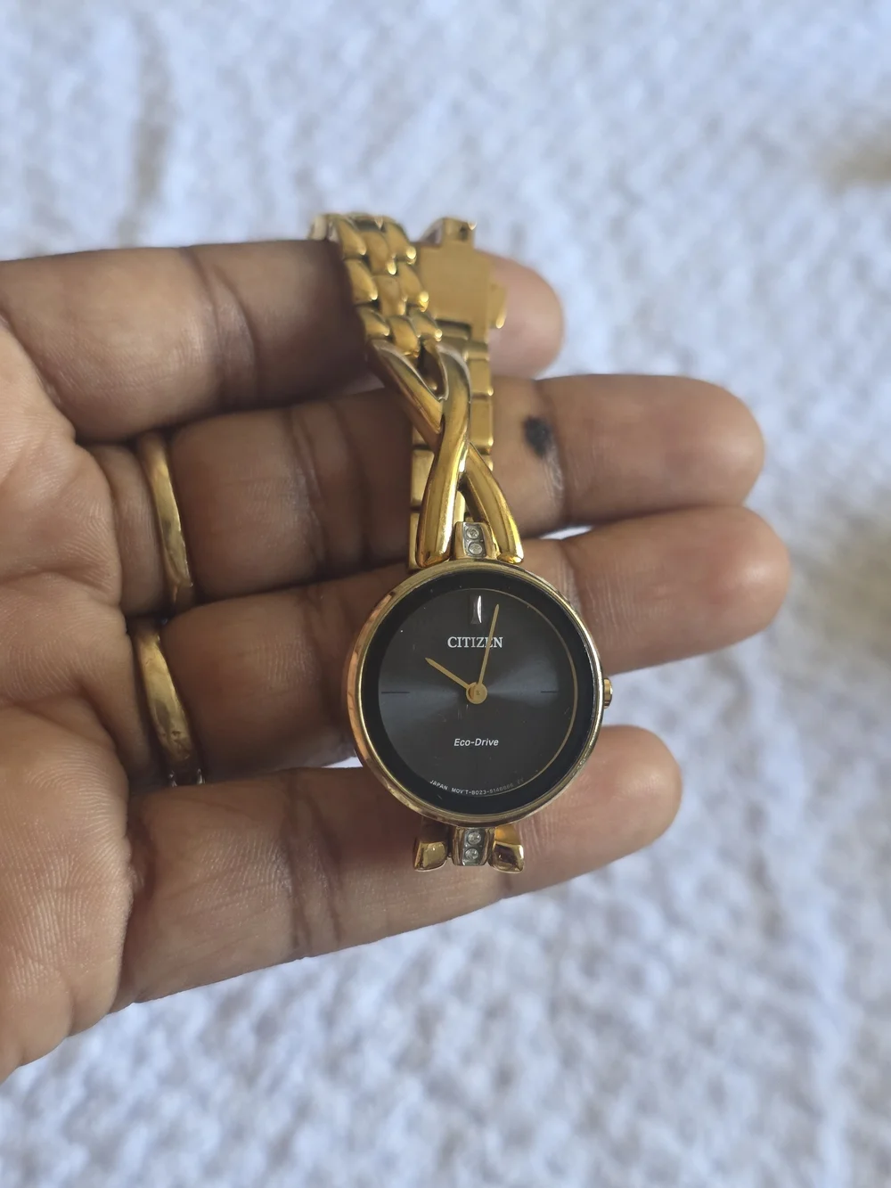 Citizen Women's Gold-Tone Eco-Drive Bracelet Watch - Black Dial Small Wrist